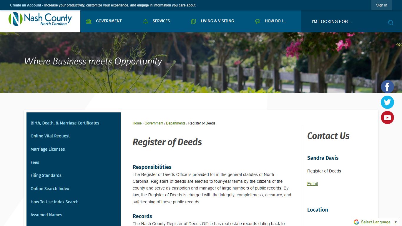 Register of Deeds | Nash County, NC - Official Website